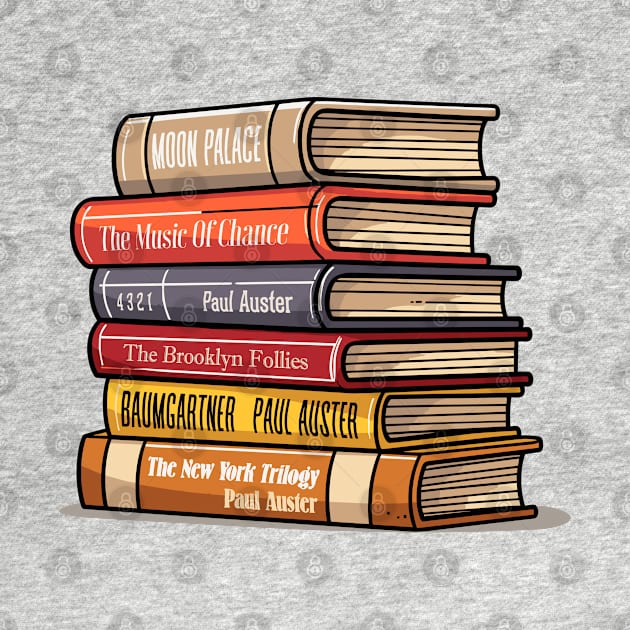 Paul Auster Book Stack - Book Lovers Gift by DankFutura